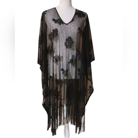 Women's Black Lace Swimwear Coverup XL - Picture 4 of 4